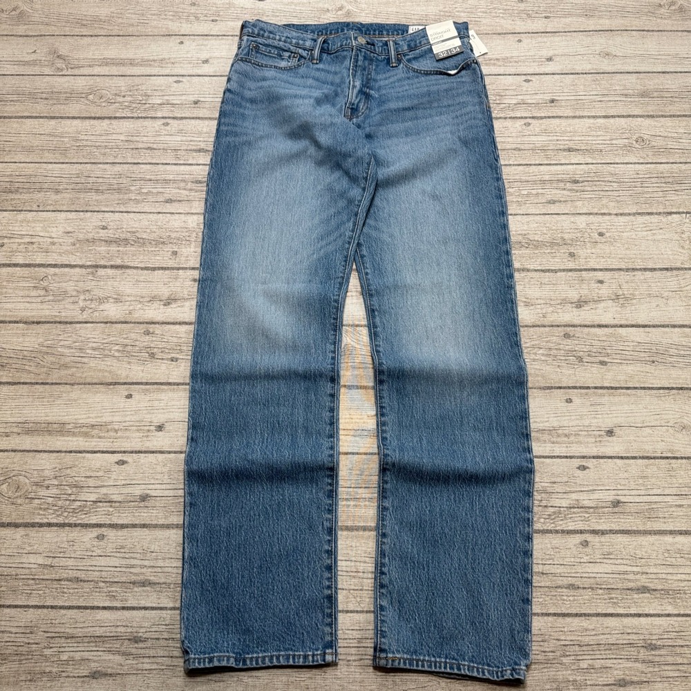 NEW Gap Jeans Men's 32x34 Blue GapFlex Straight Leg Denim Stretch High Waisted
